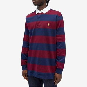 Striped Polo by Ralph Lauren Men's Shirt - Red and Blue XL-TG